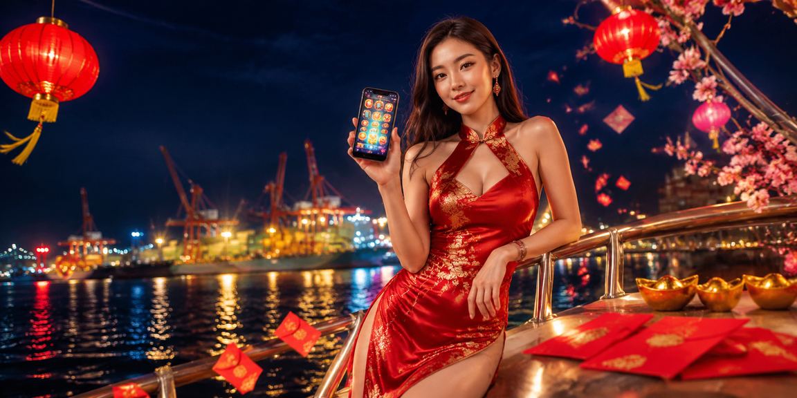 Người dùng tại Hải Phòng nạp tiền thưởng qua điện thoại dưới ánh đèn lồng lễ hội